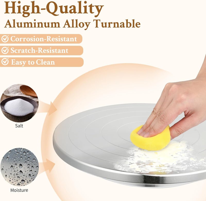 Yncotte 7 Inch Banding Wheel, Double-Sided Pottery Wheel Turnable Aluminium Alloy Metal Sculpting Wheel Rotate with Ball Bearings for Ceramics Clay Model Making Cake Decor Paint Spraying - Image 4
